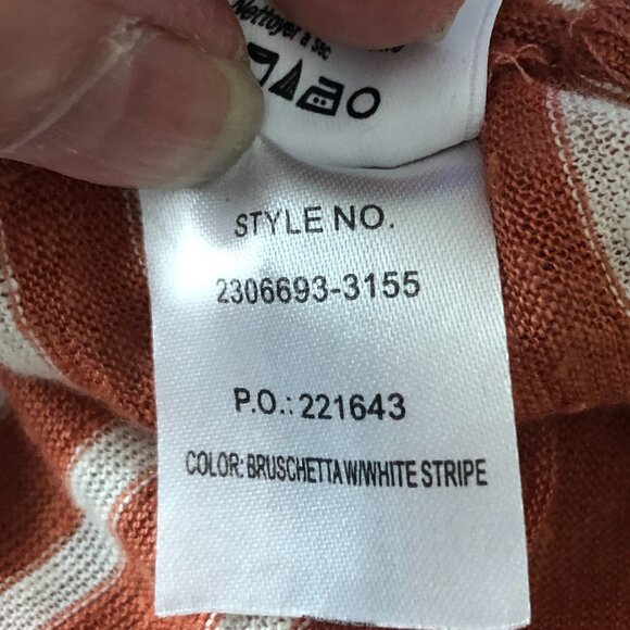 Paige Lynnea Linen Striped Chest Pocket V Neck T Shirt - NEW - Picture 8 of 9